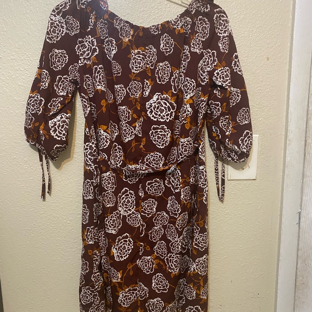 Speed Control Brown Floral Long Sleeve Dress